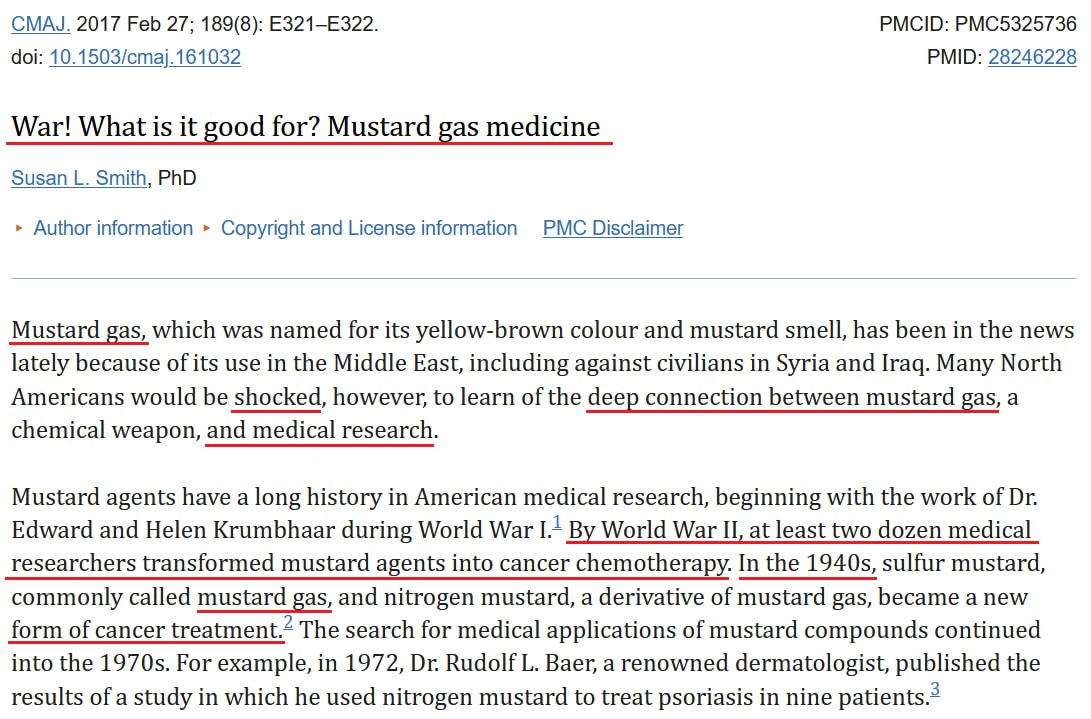 Gazul muștar folosit ca... medicament?!