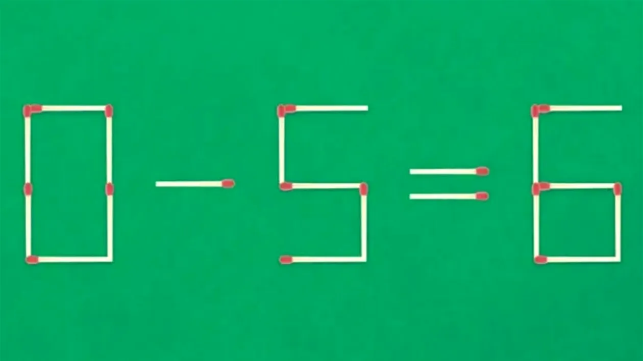 CORECTAȚI 0-5=6, MUTÂND DOUĂ CHIBRITURI