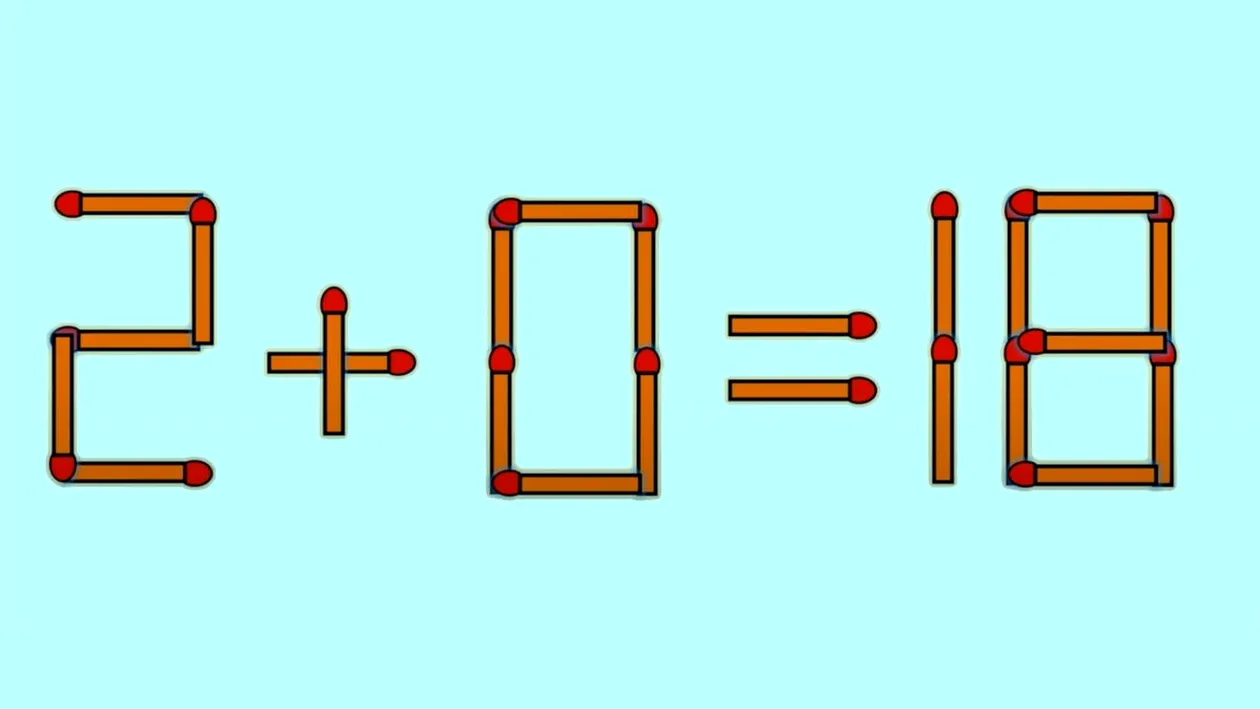 CORECTAȚI 2 + 0 = 18, MUTÂND UN SINGUR BĂȚ DE CHIBRIT